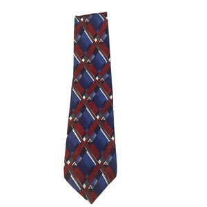 Carlos Piati Paris Blue Red Abstract 100% Silk Multi-Color Formal Tie Men 65 L